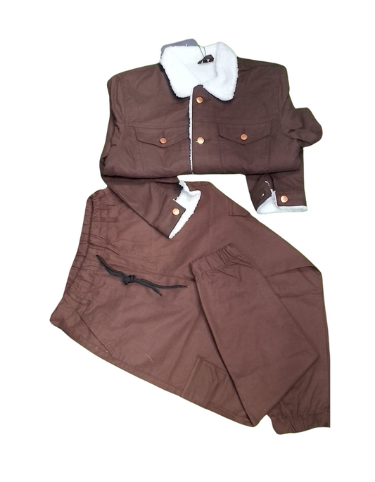 Brown Color Winters Wool Jacket set